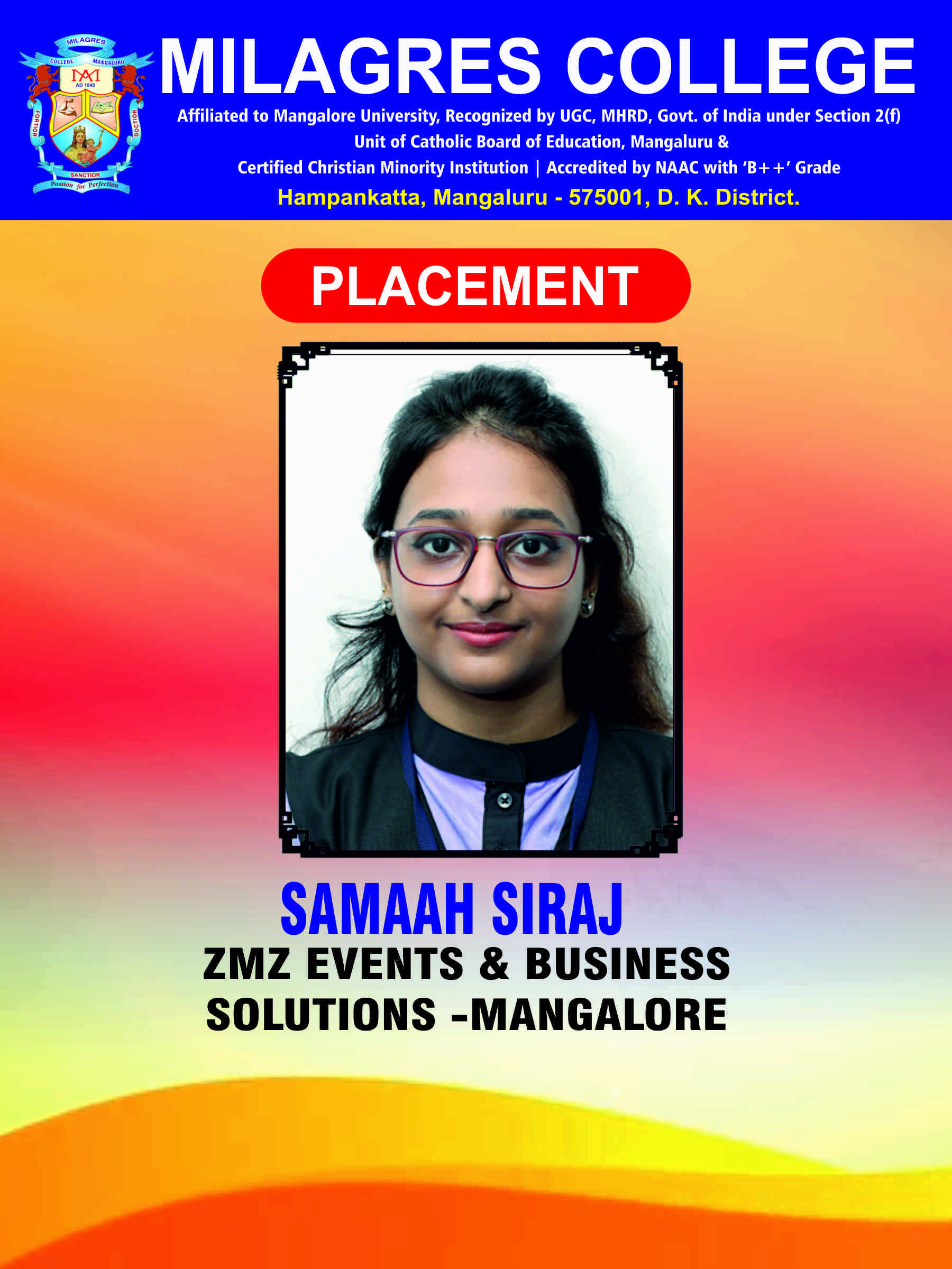 Successfully placed student